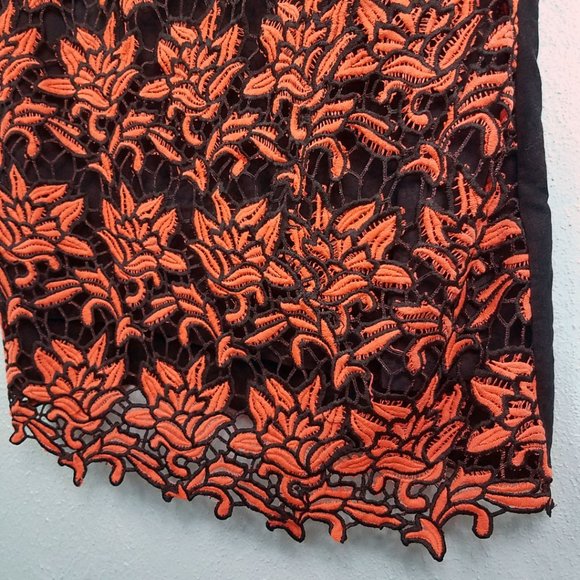 Sweet Miss Women's Crochet Embroidered Lace Flower Black Knee Length Dress - Picture 5 of 12